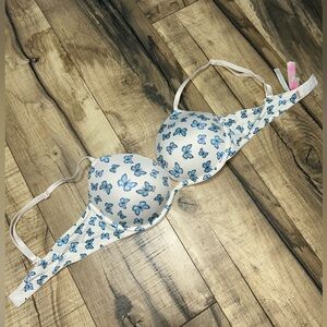 PINK Victoria's Secret Blue Butterfly Bra